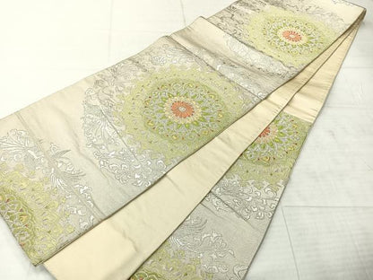 平和屋着物◎六通柄袋帯 鳳凰花文 金銀糸 正絹 逸品 AABF2617uk