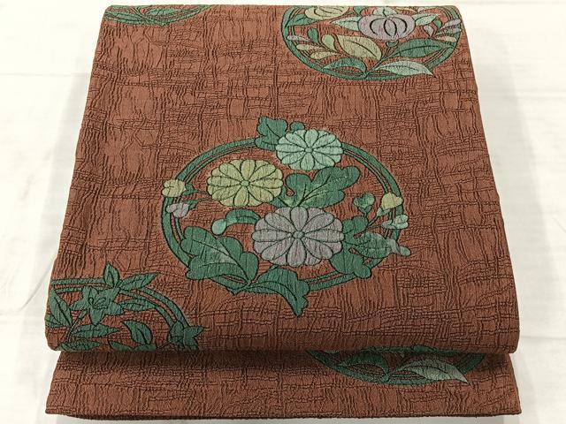 平和屋着物◎六通柄袋帯 花丸文 正絹 逸品 AABF2645uk