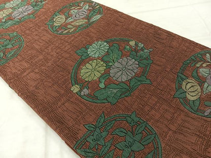 平和屋着物◎六通柄袋帯 花丸文 正絹 逸品 AABF2645uk