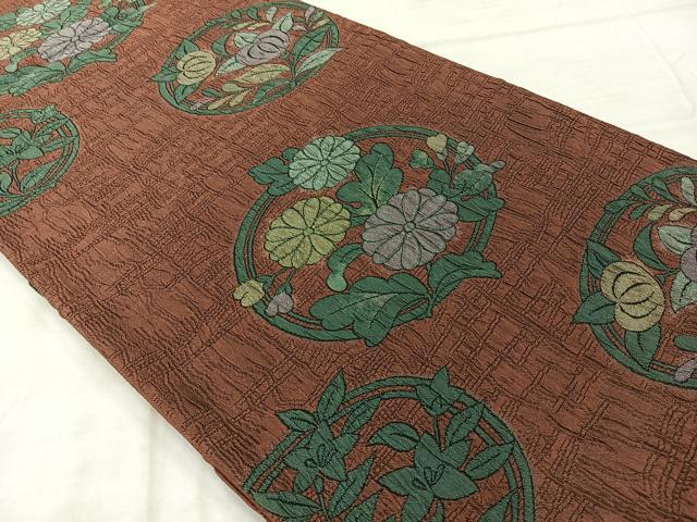 平和屋着物◎六通柄袋帯 花丸文 正絹 逸品 AABF2645uk