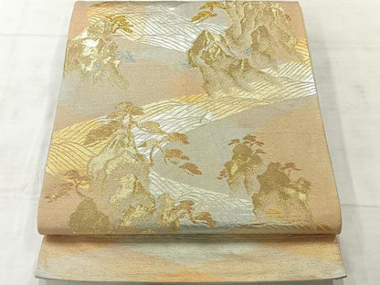 平和屋着物◎六通柄袋帯 風景文 金銀糸 正絹 逸品 AABF2650uk