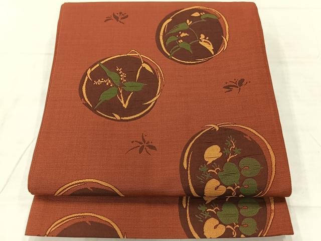 平和屋着物◎六通柄袋帯　花丸文　正絹　逸品　AABF2651uk