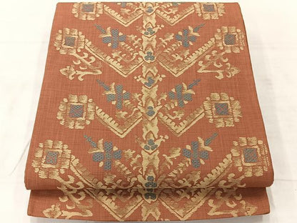 平和屋着物◎六通柄袋帯 コプト花文 正絹 逸品 AABF2653uk