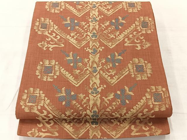 平和屋着物◎六通柄袋帯 コプト花文 正絹 逸品 AABF2653uk
