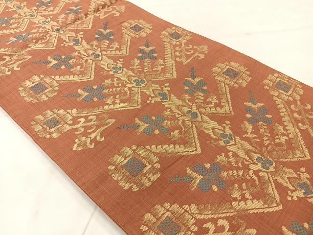 平和屋着物◎六通柄袋帯 コプト花文 正絹 逸品 AABF2653uk