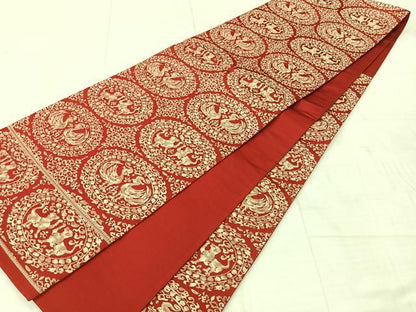 平和屋着物◎六通柄袋帯 鳥獣丸文 金糸 正絹 逸品 AABF2662uk