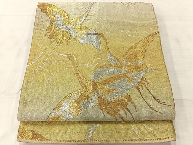 平和屋着物◎六通柄袋帯 飛鶴文 金銀糸 正絹 逸品 AABF2668uk