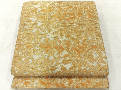 平和屋着物◎六通柄袋帯　更紗花文　金糸　正絹　逸品　AABF2674uk