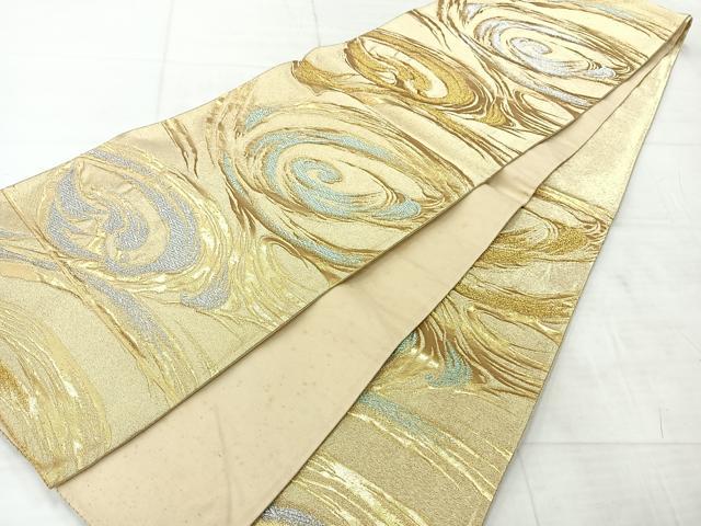 平和屋着物◎六通柄袋帯 渦巻き 金銀糸 正絹 逸品 AABF2682uk