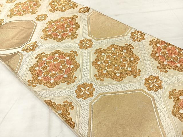 平和屋着物◎六通柄袋帯　唐織　蜀江花文　金糸　正絹　逸品　AABF2685uk