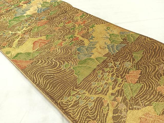 平和屋着物◎佐賀錦　六通柄袋帯　流水風景文　金糸　正絹　逸品　AABF2701uk