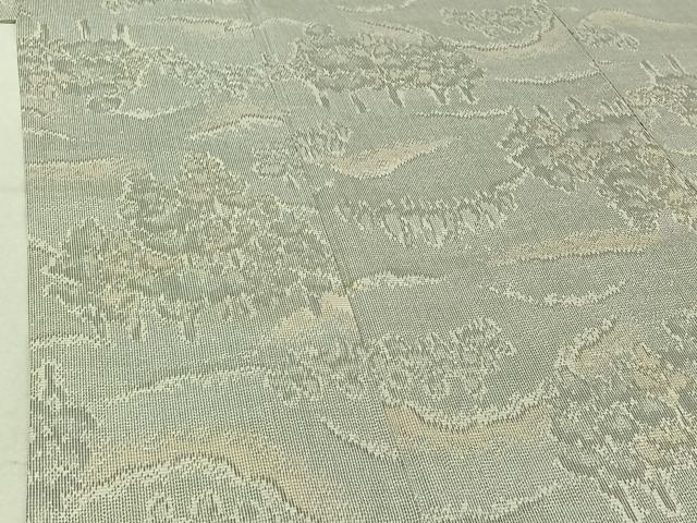 平和屋着物▽本場大島紬　白大島　単衣　風景文　正絹　逸品　AABF2721jh