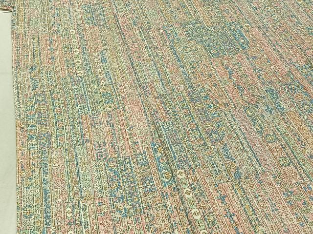 平和屋着物▽上質な小紋 単衣 草花文 正絹 逸品 AABF2722jh