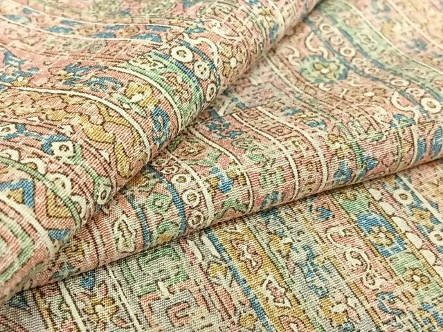 平和屋着物▽上質な小紋 単衣 草花文 正絹 逸品 AABF2722jh