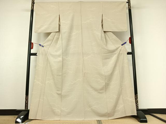 平和屋着物▽本塩沢 単衣 110亀甲 露芝文 正絹 逸品 AABF2724jh