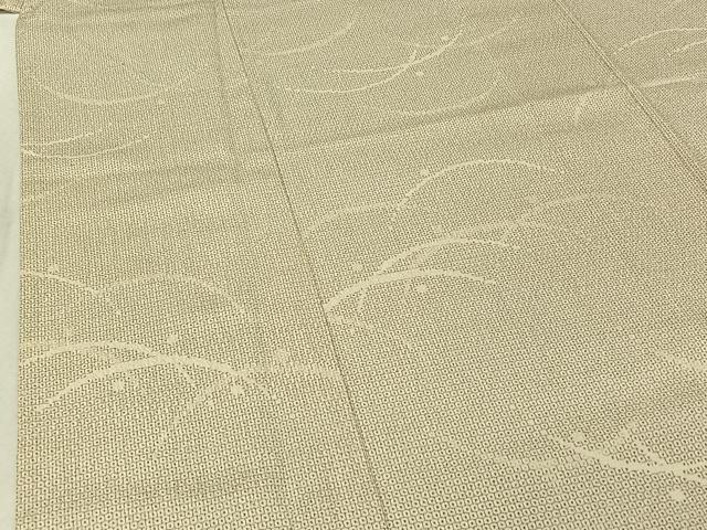 平和屋着物▽本塩沢 単衣 110亀甲 露芝文 正絹 逸品 AABF2724jh