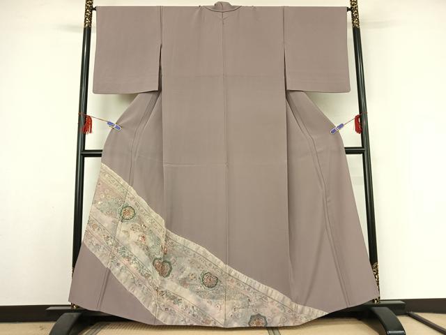 平和屋着物▽訪問着　単衣　中国三大刺繍　汕頭刺繍　スワトウ刺繍　正倉院花文　正絹　逸品　AABF2725jh