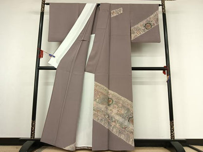 平和屋着物▽訪問着　単衣　中国三大刺繍　汕頭刺繍　スワトウ刺繍　正倉院花文　正絹　逸品　AABF2725jh