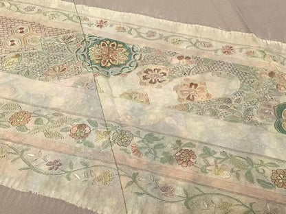 平和屋着物▽訪問着　単衣　中国三大刺繍　汕頭刺繍　スワトウ刺繍　正倉院花文　正絹　逸品　AABF2725jh