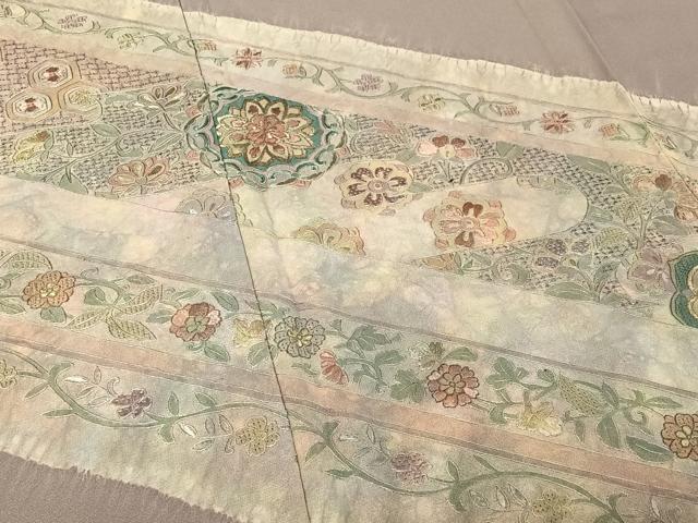 平和屋着物▽訪問着　単衣　中国三大刺繍　汕頭刺繍　スワトウ刺繍　正倉院花文　正絹　逸品　AABF2725jh