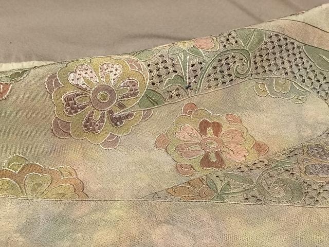 平和屋着物▽訪問着　単衣　中国三大刺繍　汕頭刺繍　スワトウ刺繍　正倉院花文　正絹　逸品　AABF2725jh