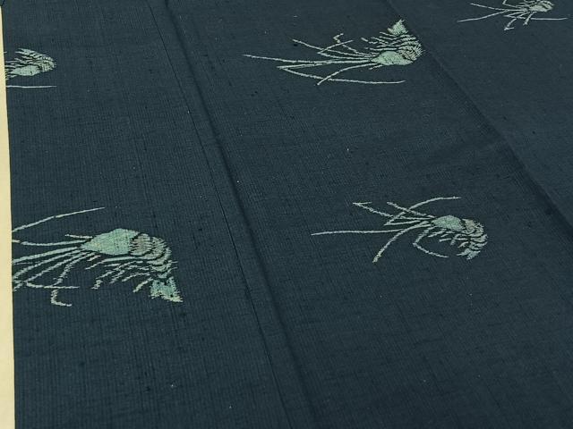 平和屋着物▽上質な紬 単衣 海老 正絹 逸品 AABF2726jh