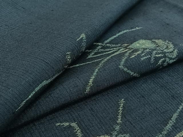 平和屋着物▽上質な紬 単衣 海老 正絹 逸品 AABF2726jh