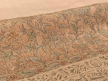 平和屋着物▽訪問着 単衣 紬地 手描き 横段花鳥文 正絹 逸品 AABF2727jh