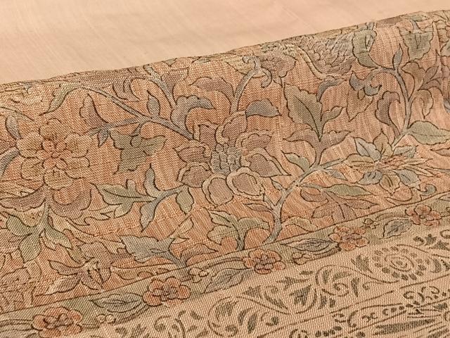 平和屋着物▽訪問着 単衣 紬地 手描き 横段花鳥文 正絹 逸品 AABF2727jh