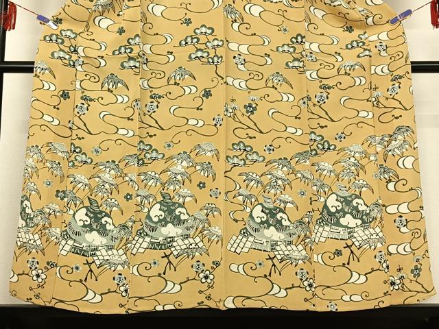 平和屋着物▽訪問着 単衣 型染め 伊作紙漉文 鬼しぼ縮緬 正絹 逸品 AABF2728jh