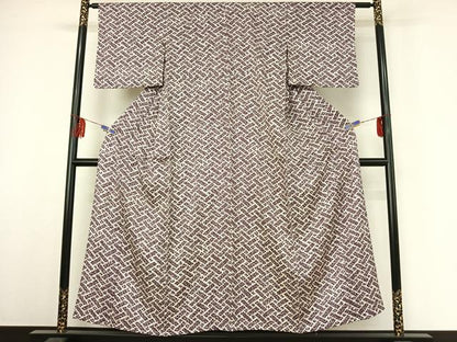 平和屋着物▽上質な小紋 単衣 草花文 正絹 逸品 AABF2729jh