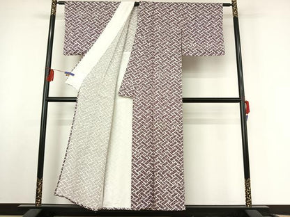 平和屋着物▽上質な小紋 単衣 草花文 正絹 逸品 AABF2729jh