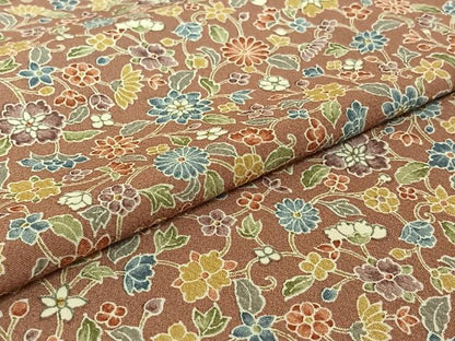 平和屋着物▽上質な小紋 単衣 草花文 正絹 逸品 AABF2731jh