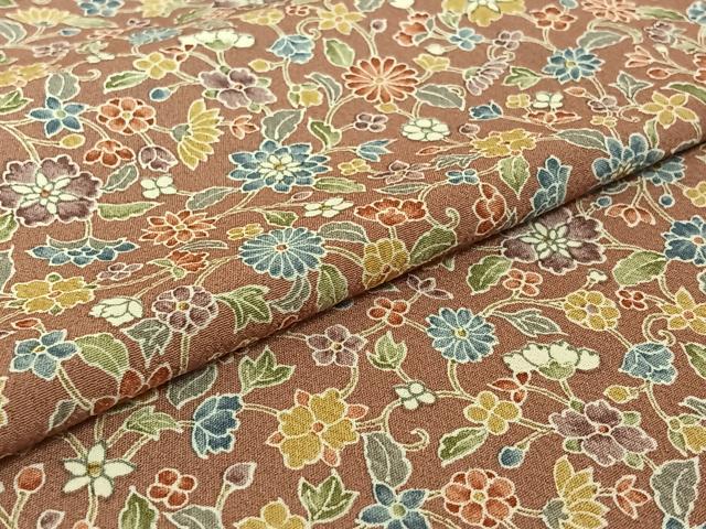 平和屋着物▽上質な小紋 単衣 草花文 正絹 逸品 AABF2731jh