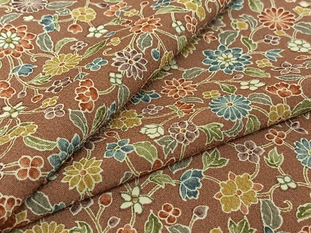 平和屋着物▽上質な小紋 単衣 草花文 正絹 逸品 AABF2731jh