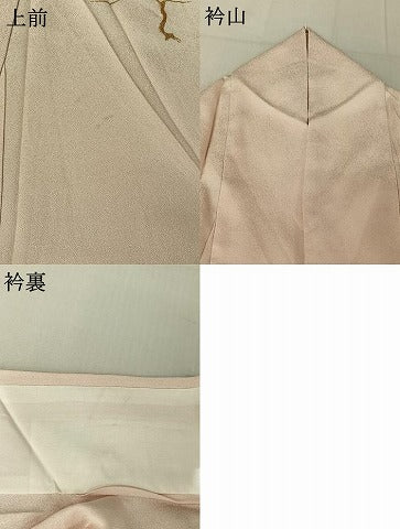 平和屋着物▽訪問着 単衣 駒刺繍 松文 金糸 正絹 逸品 AABF2732jh