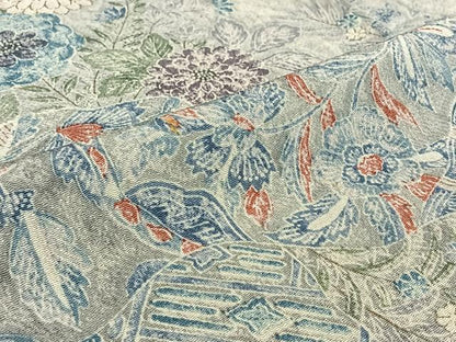 平和屋着物▽上質な小紋 単衣 更紗花鳥文 正絹 逸品 AABF2734jh