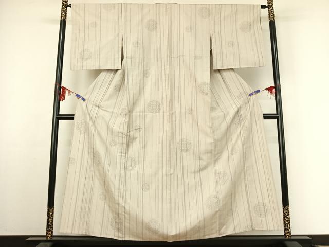 平和屋着物▽結城紬 奥順 はたおり娘 単衣 100亀甲 正倉院花文 正絹 逸品 AABF2739jh