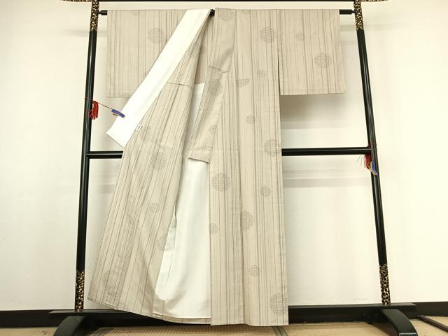 平和屋着物▽結城紬 奥順 はたおり娘 単衣 100亀甲 正倉院花文 正絹 逸品 AABF2739jh