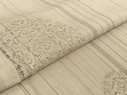平和屋着物▽結城紬 奥順 はたおり娘 単衣 100亀甲 正倉院花文 正絹 逸品 AABF2739jh