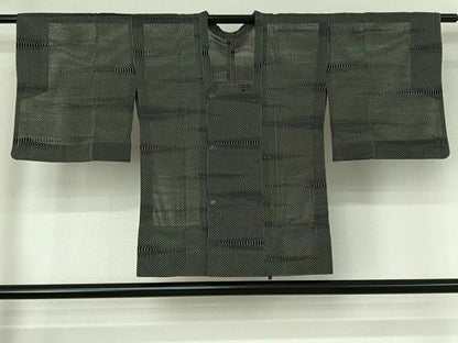 平和屋着物▽道中着 スリーシーズン 春夏秋 塵除け 横段文 正絹 逸品 AABF2741jh