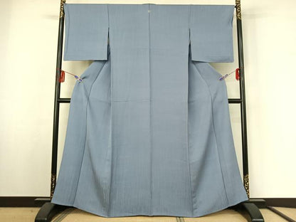 平和屋着物▽上質な色無地　単衣　流水地紋　勿忘草色　正絹　逸品　AABF2742jh