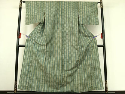 平和屋着物▽上質な紬 単衣 縞 高島屋扱い 正絹 逸品 AABF2746jh