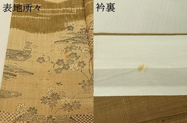 平和屋着物▽染織の名門 しょうざん 生紬 訪問着 単衣 風景吉祥花文 正絹 逸品 AABF2751jh