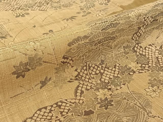 平和屋着物▽染織の名門 しょうざん 生紬 訪問着 単衣 風景吉祥花文 正絹 逸品 AABF2751jh