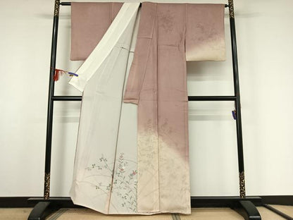 平和屋着物▽訪問着 無双 紗袷 紗×絽 草花文 銀彩 正絹 逸品 AABF2752jh