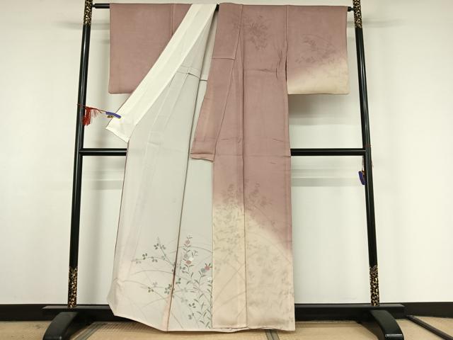 平和屋着物▽訪問着 無双 紗袷 紗×絽 草花文 銀彩 正絹 逸品 AABF2752jh