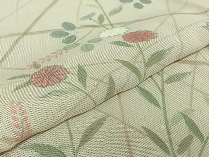 平和屋着物▽訪問着 無双 紗袷 紗×絽 草花文 銀彩 正絹 逸品 AABF2752jh