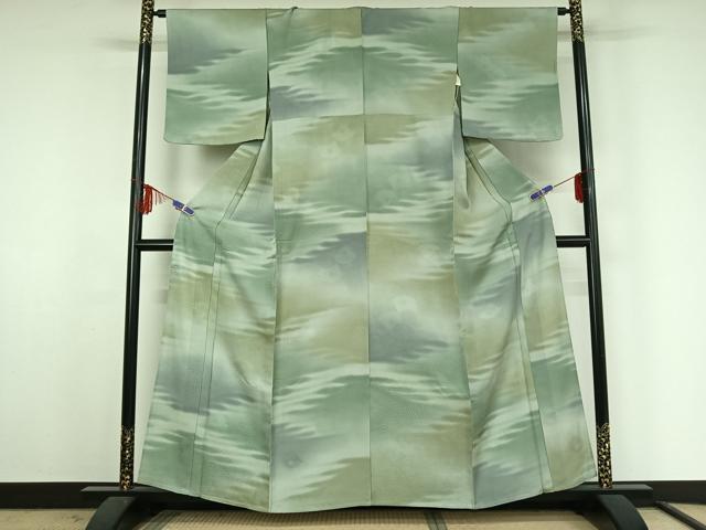 平和屋着物▽上質な小紋 単衣 霞文 暈し染め 正絹 逸品 AABF2757jh