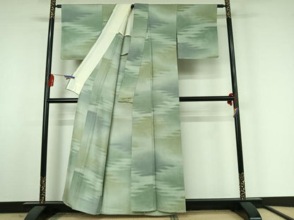 平和屋着物▽上質な小紋 単衣 霞文 暈し染め 正絹 逸品 AABF2757jh